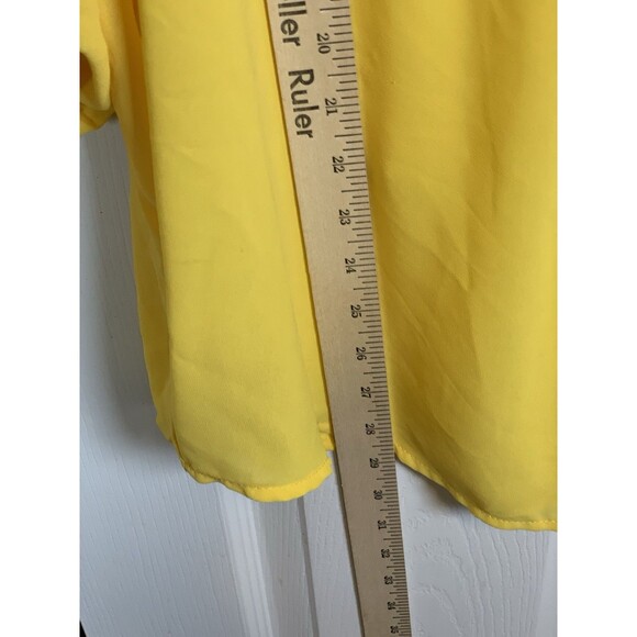 Embroidered Sheer Floral Tunic Pockets Tie at Neck Lantern Sleeves XL Yellow - Picture 4 of 10